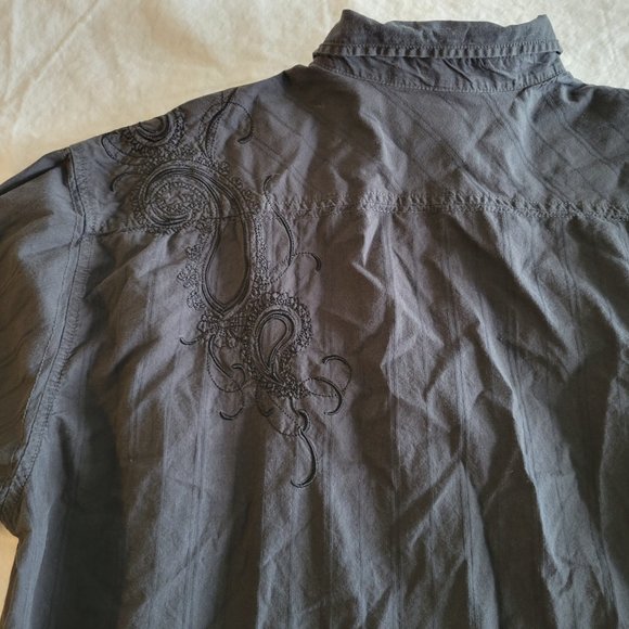 Method Men's Button Down Long Sleeve Shirt Size XL Gray Black Embroidered - Picture 8 of 9